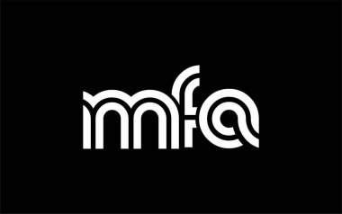 MFA Yaratıcı Eşsiz Modern Harf Logosu Tasarımı. Benzersiz bir harf dizaynına sahip stilize logo, soyut minimalist estetik ve modern cazibe sunar.