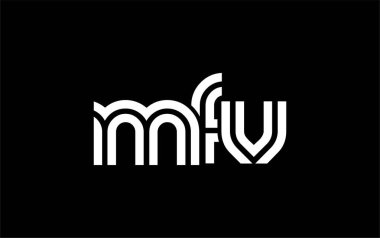 MFV Yaratıcı Eşsiz Modern Harf Logosu Tasarımı. Benzersiz bir harf dizaynına sahip stilize logo, soyut minimalist estetik ve modern cazibe sunar.