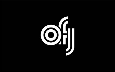 OFJ Yaratıcı Eşsiz Modern Harf Logosu Tasarımı. Benzersiz bir harf dizaynına sahip stilize logo, soyut minimalist estetik ve modern cazibe sunar.
