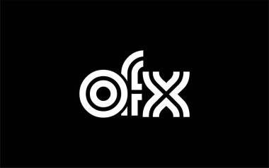 OFX Yaratıcı Eşsiz Modern Harf Logosu Tasarımı. Benzersiz bir harf dizaynına sahip stilize logo, soyut minimalist estetik ve modern cazibe sunar.