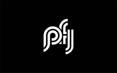 PFJ Yaratıcı Eşsiz Modern Harf Logosu Tasarımı. Benzersiz bir harf dizaynına sahip stilize logo, soyut minimalist estetik ve modern cazibe sunar.