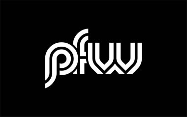 PFW Yaratıcı Eşsiz Modern Harf Logosu Tasarımı. Benzersiz bir harf dizaynına sahip stilize logo, soyut minimalist estetik ve modern cazibe sunar.