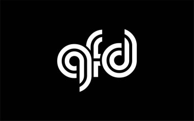 QFD Yaratıcı Eşsiz Modern Harf Logosu Tasarımı. Benzersiz bir harf dizaynına sahip stilize logo, soyut minimalist estetik ve modern cazibe sunar.