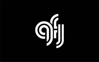 QFJ Yaratıcı Eşsiz Modern Harf Logosu Tasarımı. Benzersiz bir harf dizaynına sahip stilize logo, soyut minimalist estetik ve modern cazibe sunar.