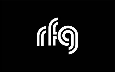 RFG Yaratıcı Eşsiz Modern Harf Logosu Tasarımı. Benzersiz bir harf dizaynına sahip stilize logo, soyut minimalist estetik ve modern cazibe sunar.