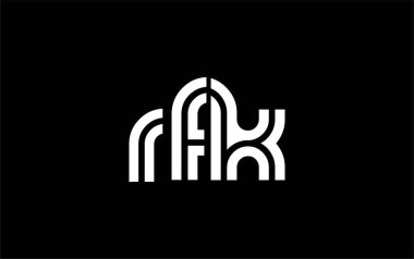 RFK Yaratıcı Eşsiz Modern Harf Logosu Tasarımı. Benzersiz bir harf dizaynına sahip stilize logo, soyut minimalist estetik ve modern cazibe sunar.