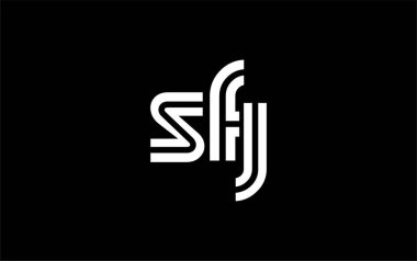 SFJ Yaratıcı Eşsiz Modern Harf Logosu Tasarımı. Benzersiz bir harf dizaynına sahip stilize logo, soyut minimalist estetik ve modern cazibe sunar.