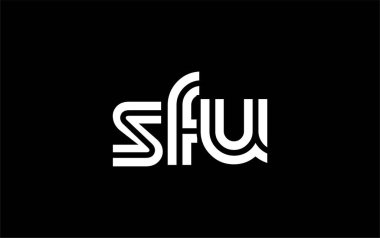 SFU Yaratıcı Eşsiz Modern Harf Logosu Tasarımı. Benzersiz bir harf dizaynına sahip stilize logo, soyut minimalist estetik ve modern cazibe sunar.