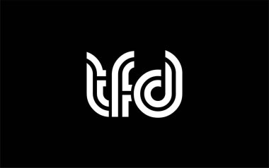 TFD Yaratıcı Eşsiz Modern Harf Logosu Tasarımı. Benzersiz bir harf dizaynına sahip stilize logo, soyut minimalist estetik ve modern cazibe sunar.