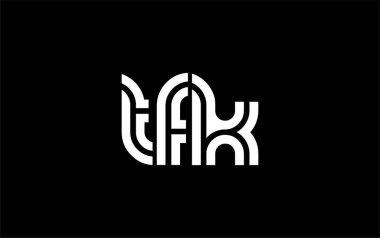 TFK Yaratıcı Eşsiz Modern Harf Logosu Tasarımı. Benzersiz bir harf dizaynına sahip stilize logo, soyut minimalist estetik ve modern cazibe sunar.