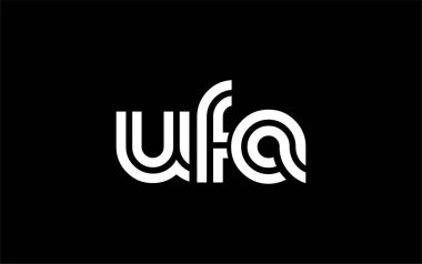 UFA Yaratıcı Eşsiz Modern Harf Logosu Tasarımı. Benzersiz bir harf dizaynına sahip stilize logo, soyut minimalist estetik ve modern cazibe sunar.