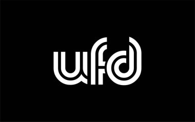 UFD Yaratıcı Eşsiz Modern Harf Logosu Tasarımı. Benzersiz bir harf dizaynına sahip stilize logo, soyut minimalist estetik ve modern cazibe sunar.