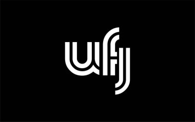 UFJ Yaratıcı Eşsiz Modern Harf Logosu Tasarımı. Benzersiz bir harf dizaynına sahip stilize logo, soyut minimalist estetik ve modern cazibe sunar.