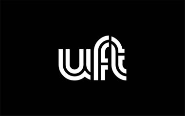 UFT Yaratıcı Eşsiz Modern Harf Logosu Tasarımı. Benzersiz bir harf dizaynına sahip stilize logo, soyut minimalist estetik ve modern cazibe sunar.
