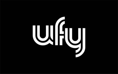 UFY Yaratıcı Eşsiz Modern Harf Logosu Tasarımı. Benzersiz bir harf dizaynına sahip stilize logo, soyut minimalist estetik ve modern cazibe sunar.