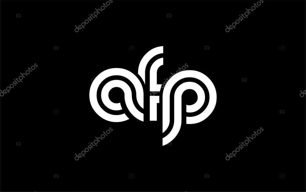 AFP Creative Unique Modern Letter Logo Design. Stylized logo featuring a unique letter design, presenting abstract minimalist aesthetics and modern appeal.