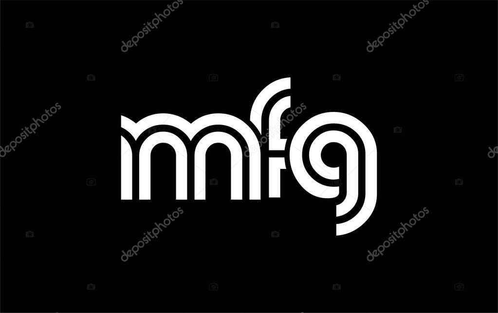 MFG Creative Unique Modern Letter Logo Design. Stylized logo featuring a unique letter design, presenting abstract minimalist aesthetics and modern appeal.