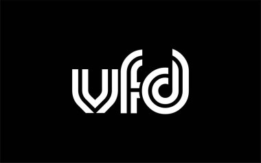 VFD Yaratıcı Eşsiz Modern Harf Logosu Tasarımı. Benzersiz bir harf dizaynına sahip stilize logo, soyut minimalist estetik ve modern cazibe sunar.