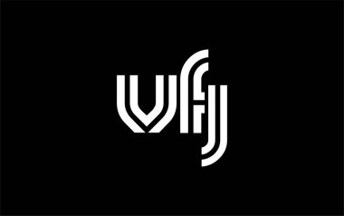 VFJ Yaratıcı Eşsiz Modern Harf Logosu Tasarımı. Benzersiz bir harf dizaynına sahip stilize logo, soyut minimalist estetik ve modern cazibe sunar.