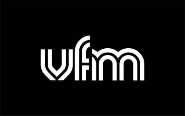 VFM Yaratıcı Eşsiz Modern Harf Logosu Tasarımı. Benzersiz bir harf dizaynına sahip stilize logo, soyut minimalist estetik ve modern cazibe sunar.