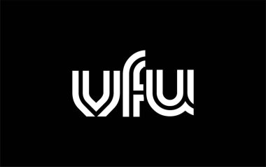 VFU Yaratıcı Eşsiz Modern Harf Logosu Tasarımı. Benzersiz bir harf dizaynına sahip stilize logo, soyut minimalist estetik ve modern cazibe sunar.