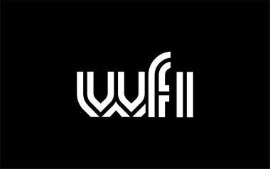 WFI Yaratıcı Eşsiz Modern Harf Logosu Tasarımı. Benzersiz bir harf dizaynına sahip stilize logo, soyut minimalist estetik ve modern cazibe sunar.