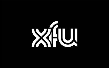 XFU Yaratıcı Eşsiz Modern Harf Logosu Tasarımı. Benzersiz bir harf dizaynına sahip stilize logo, soyut minimalist estetik ve modern cazibe sunar.