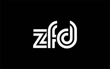 ZFD Yaratıcı Eşsiz Modern Harf Logosu Tasarımı. Benzersiz bir harf dizaynına sahip stilize logo, soyut minimalist estetik ve modern cazibe sunar.