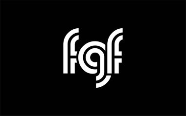 FGF Yaratıcı Eşsiz Modern Harf Logosu Tasarımı. Benzersiz bir harf dizaynına sahip stilize logo, soyut minimalist estetik ve modern cazibe sunar.