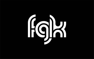 FGK Yaratıcı Eşsiz Modern Harf Logosu Tasarımı. Benzersiz bir harf dizaynına sahip stilize logo, soyut minimalist estetik ve modern cazibe sunar.