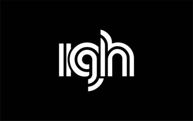 IGH Yaratıcı Eşsiz Modern Harf Logosu Tasarımı. Benzersiz bir harf dizaynına sahip stilize logo, soyut minimalist estetik ve modern cazibe sunar.