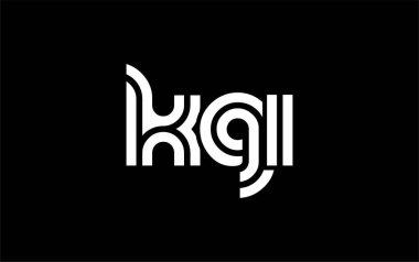 KGI Yaratıcı Eşsiz Modern Harf Logosu Tasarımı. Benzersiz bir harf dizaynına sahip stilize logo, soyut minimalist estetik ve modern cazibe sunar.