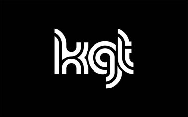 KGT Yaratıcı Eşsiz Modern Harf Logosu Tasarımı. Benzersiz bir harf dizaynına sahip stilize logo, soyut minimalist estetik ve modern cazibe sunar.