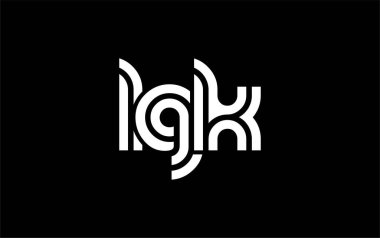 LGK Yaratıcı Eşsiz Modern Harf Logosu Tasarımı. Benzersiz bir harf dizaynına sahip stilize logo, soyut minimalist estetik ve modern cazibe sunar.