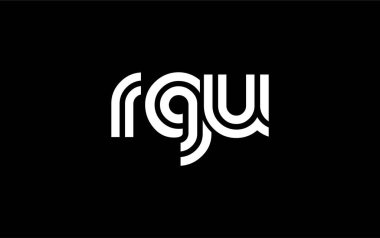 RGU Yaratıcı Eşsiz Modern Harf Logosu Tasarımı. Benzersiz bir harf dizaynına sahip stilize logo, soyut minimalist estetik ve modern cazibe sunar.