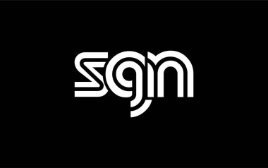 SGN Yaratıcı Eşsiz Modern Harf Logosu Tasarımı. Benzersiz bir harf dizaynına sahip stilize logo, soyut minimalist estetik ve modern cazibe sunar.