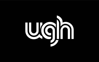 UGH Yaratıcı Eşsiz Modern Harf Logosu Tasarımı. Benzersiz bir harf dizaynına sahip stilize logo, soyut minimalist estetik ve modern cazibe sunar.