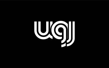 UGJ Yaratıcı Eşsiz Modern Harf Logosu Tasarımı. Benzersiz bir harf dizaynına sahip stilize logo, soyut minimalist estetik ve modern cazibe sunar.