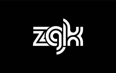 ZGK Yaratıcı Eşsiz Modern Harf Logosu Tasarımı. Benzersiz bir harf dizaynına sahip stilize logo, soyut minimalist estetik ve modern cazibe sunar.