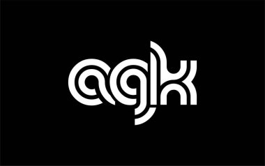 AGK Yaratıcı Eşsiz Modern Harf Logosu Tasarımı. Benzersiz bir harf dizaynına sahip stilize logo, soyut minimalist estetik ve modern cazibe sunar.
