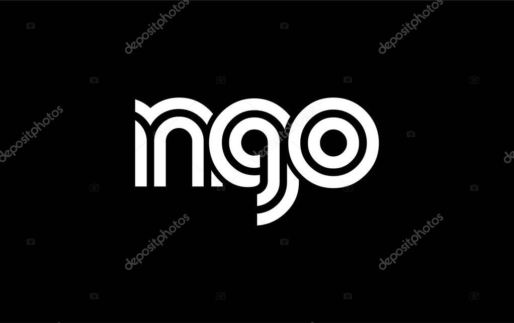 NGO Creative Unique Modern Letter Logo Design. Stylized logo featuring a unique letter design, presenting abstract minimalist aesthetics and modern appeal.