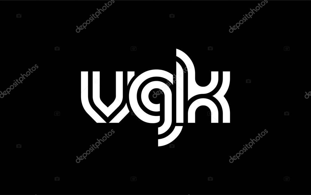 VGK Creative Unique Modern Letter Logo Design. Stylized logo featuring a unique letter design, presenting abstract minimalist aesthetics and modern appeal.