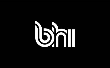 BHI Yaratıcı Eşsiz Modern Harf Logosu Tasarımı. Benzersiz bir harf dizaynına sahip stilize logo, soyut minimalist estetik ve modern cazibe sunar.