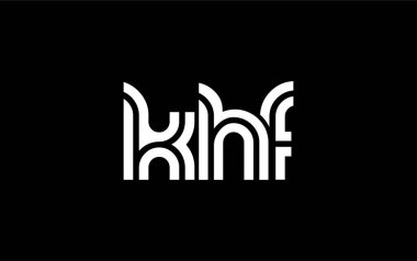 KHF Yaratıcı Eşsiz Modern Harf Logosu Tasarımı. Benzersiz bir harf dizaynına sahip stilize logo, soyut minimalist estetik ve modern cazibe sunar.
