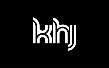 KHJ Yaratıcı Eşsiz Modern Harf Logosu Tasarımı. Benzersiz bir harf dizaynına sahip stilize logo, soyut minimalist estetik ve modern cazibe sunar.