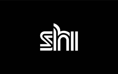 SHI Yaratıcı Eşsiz Modern Harf Logosu Tasarımı. Benzersiz bir harf dizaynına sahip stilize logo, soyut minimalist estetik ve modern cazibe sunar.