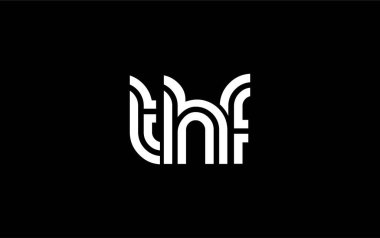 THF Yaratıcı Eşsiz Modern Harf Logosu Tasarımı. Benzersiz bir harf dizaynına sahip stilize logo, soyut minimalist estetik ve modern cazibe sunar.