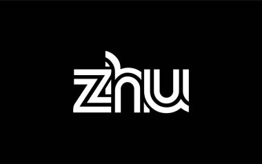 ZHU Yaratıcı Eşsiz Modern Harf Logosu Tasarımı. Benzersiz bir harf dizaynına sahip stilize logo, soyut minimalist estetik ve modern cazibe sunar.