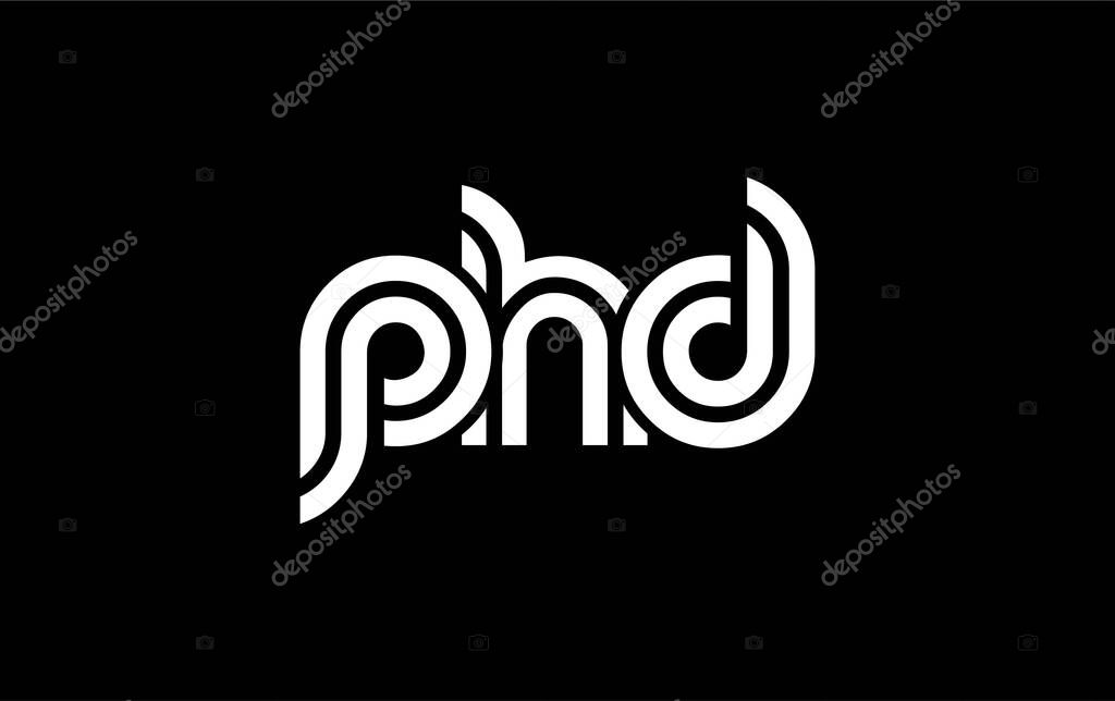 PHD Creative Unique Modern Letter Logo Design. Stylized logo featuring a unique letter design, presenting abstract minimalist aesthetics and modern appeal.