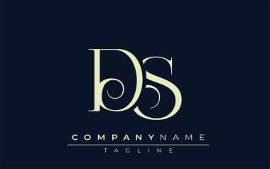 DS soyut logosu. Zarif Tasarlanmış Minimalist Monogram Logosu ve Şık Harfler. Sofistike ve gösterişli minimalist monogram benzersiz harf dizaynı.